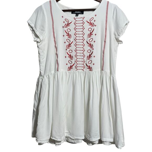 Lulu's Crush-Worthy Ivory Embroidered Babydoll Dress with red - Small - Picture 2 of 11